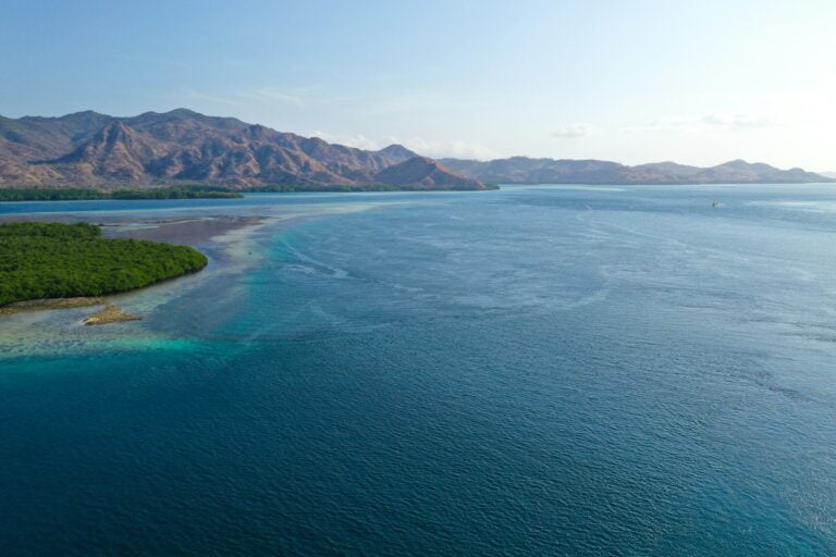 Ocean with Island and Mountain